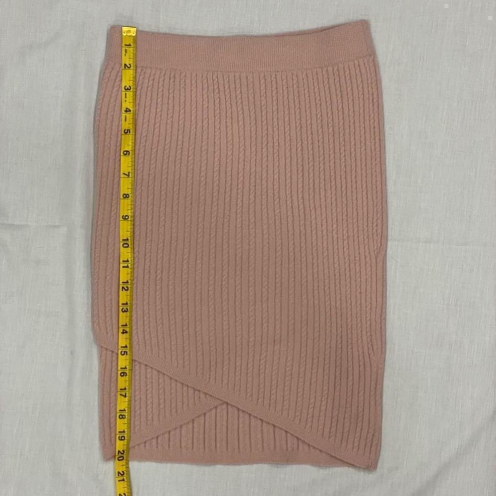 Express Super High Waisted Cable Knit Faux Wrap Mini Sweater Skirt NWT Pink SZ S - Picture 10 of 10